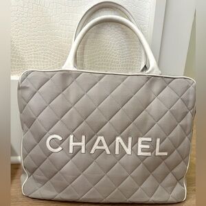 Chanel Quilted Canvas and Leather Bag